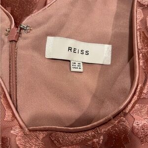 Reiss Rose Gold Textured V-Neck Dress